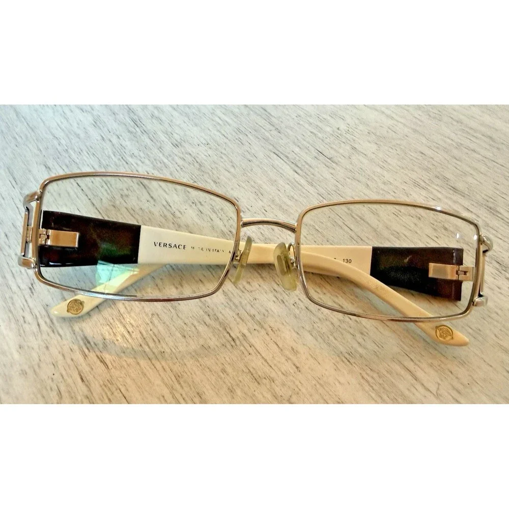 Versace 1163-B Rectangular Crystal Embellished Greek Key Temple Frames 52-16